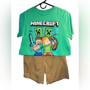 Minecraft Tee Size 14 and Cat & Jack Khaki Shorts, Size 14/16
